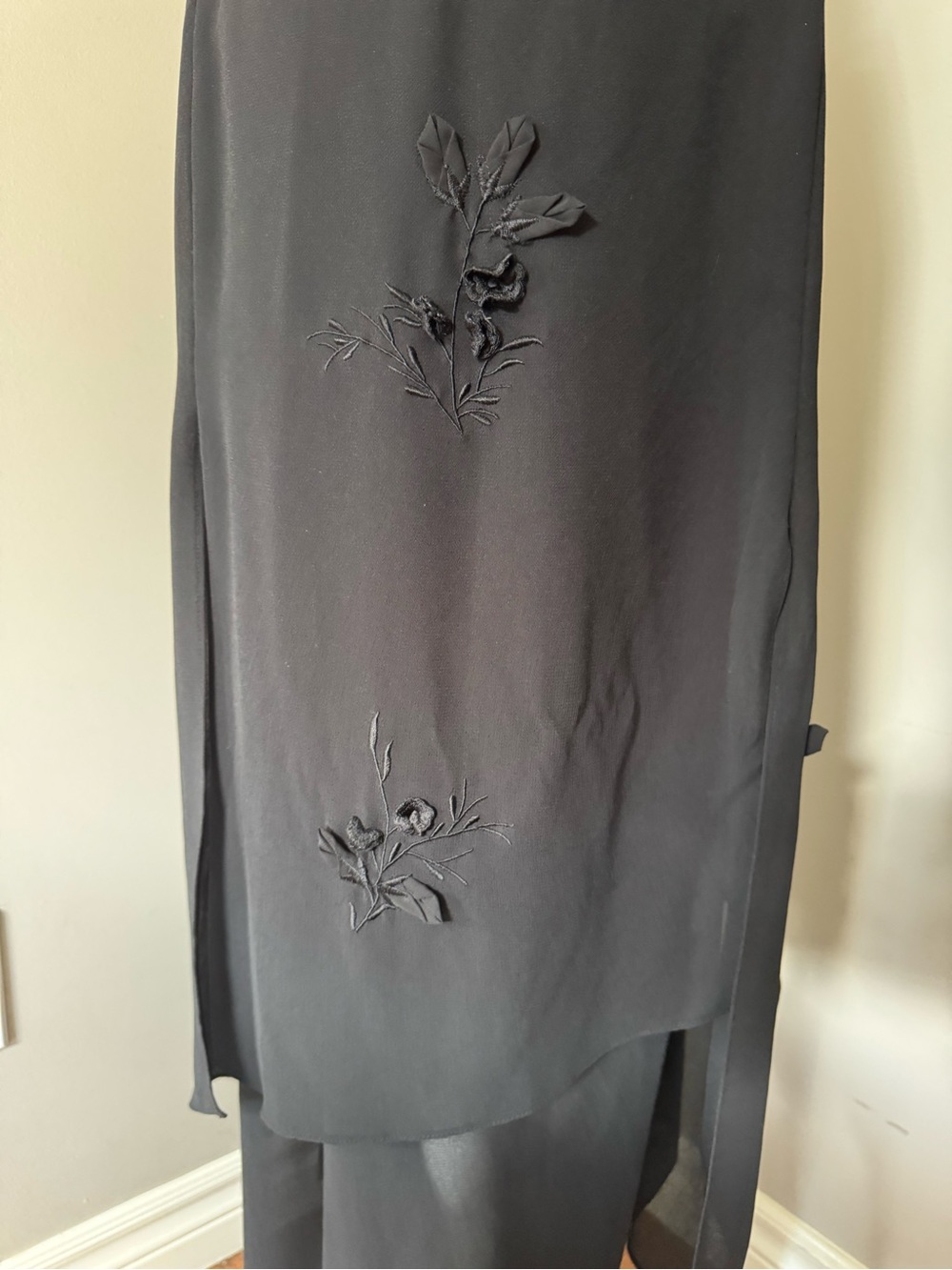 Y2K Jessica Asymmetrical Layered Skirted Wide Leg Trousers Floral Embroidery - Picture 3 of 10